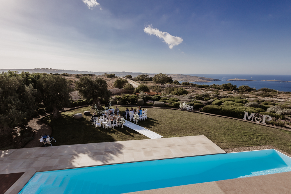 Hochzeitslocation von oben in Malta